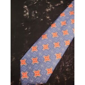 New Cape Cod Neckwear Mens Neck Tie Blue Red Floral Gold Accent Keeper Suit